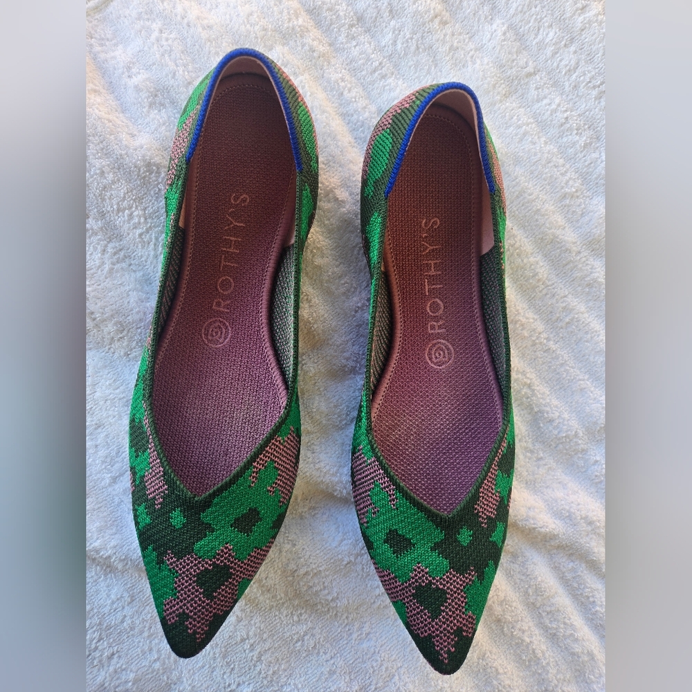 Rothy's Retired Green Botanicamo Floral Point Flats Excellente Conditions‎